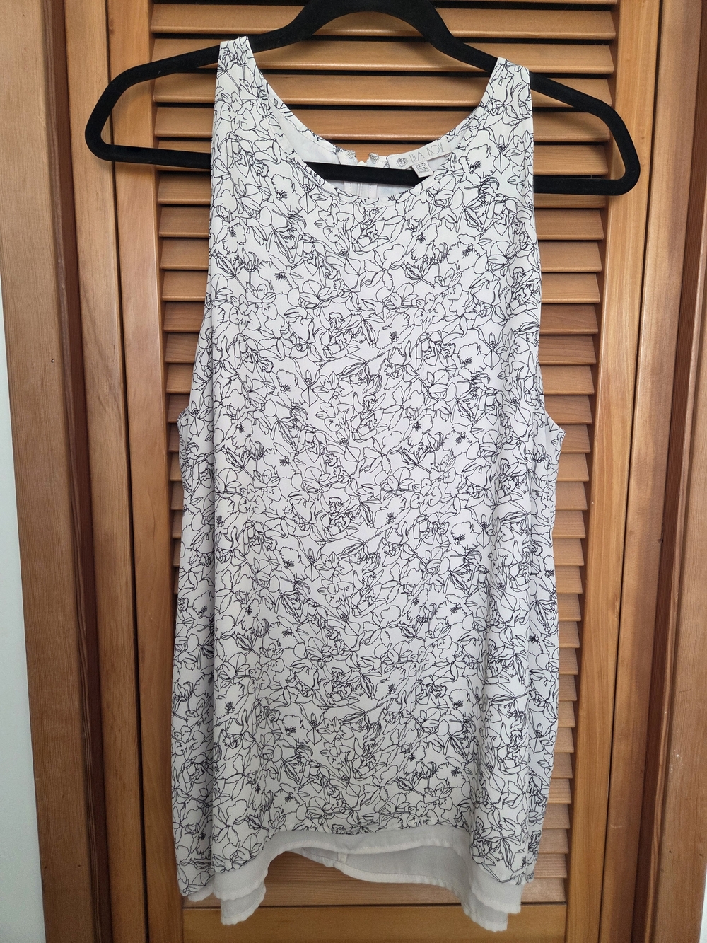 Lila Rose White Tank Top with Black Floral Line Print